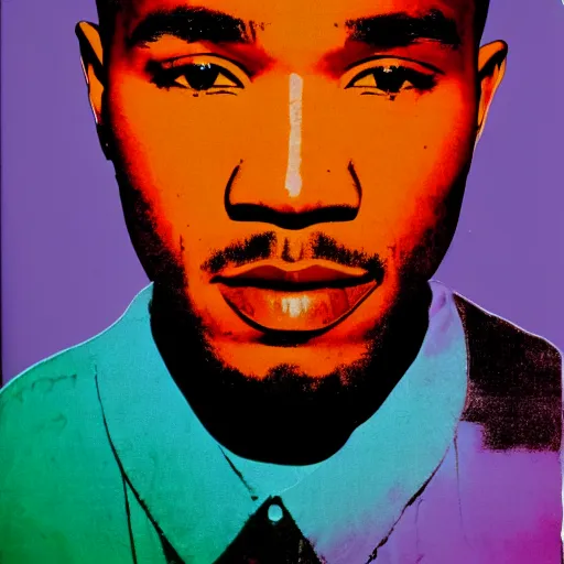 Prompt: frank ocean, by Andy Warhol