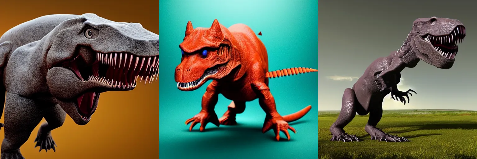 Prompt: a simple rc t-rex with antennas on its forehead, photorealistic, studio lighting, 3D