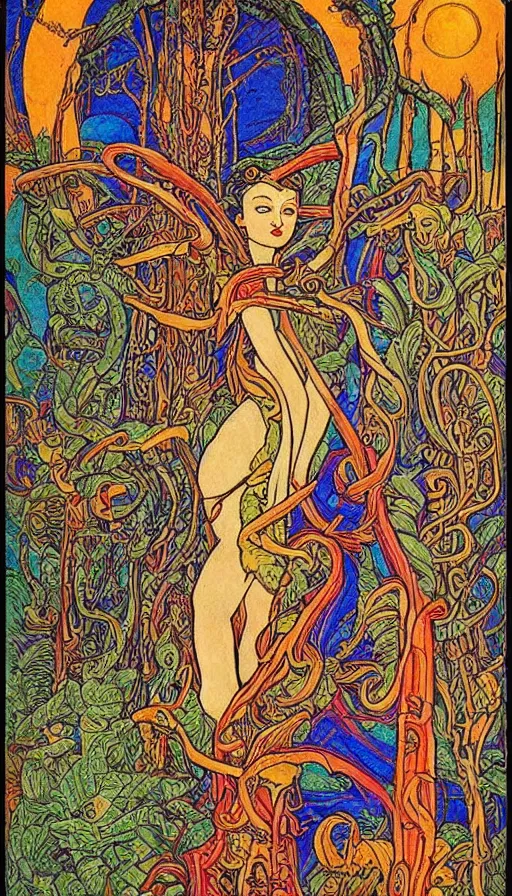 Image similar to Psytrance Artwork, by Ivan Bilibin,