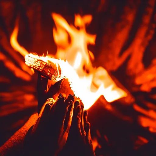 Image similar to A photo of a campfire with flames forming the shape of a woman