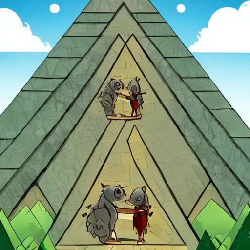 Image similar to a koala adventure in a pyramid in the style of tuomas korpi