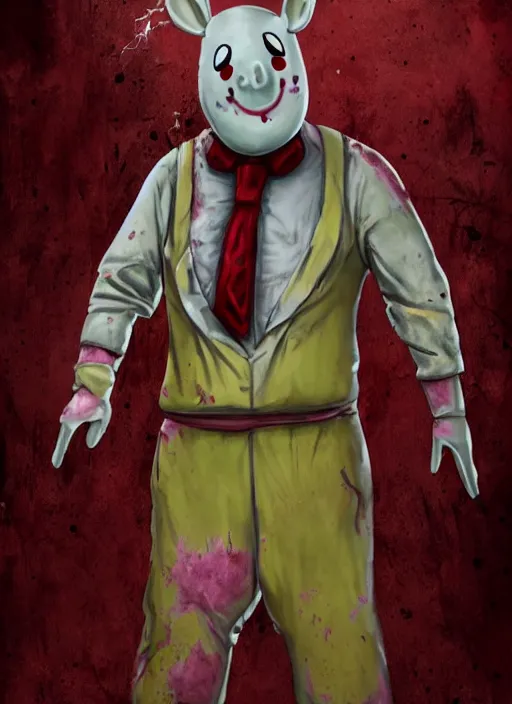 Image similar to Mr Blobby as a Dead by Daylight killer, character portrait