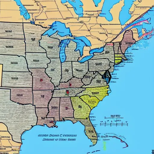 Prompt: map of the US but theres a new state named Scimble