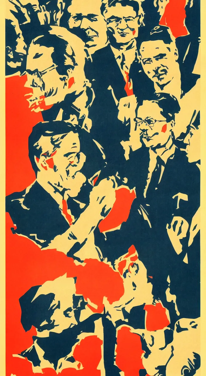 Prompt: Soviet propaganda poster illustration of Mark Rutte