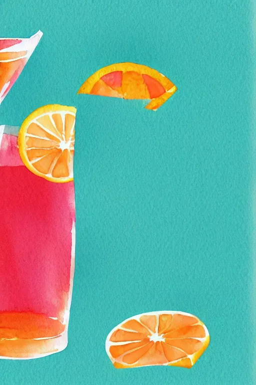 Image similar to minimalist watercolor art of aperol spritz, illustration, vector art