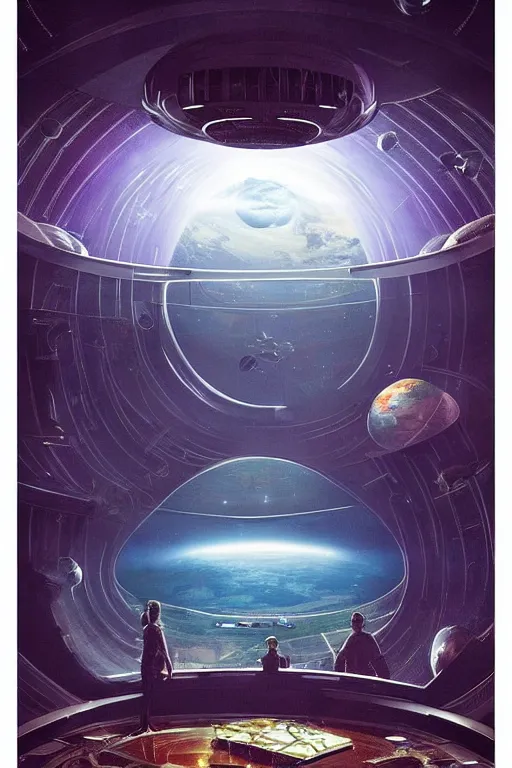 Image similar to Inside a room alien spaceship with large window that provide a scenic view of a huge planet can be seen in the background, Highly detailed labeled, poster, aesthetic, haeccety