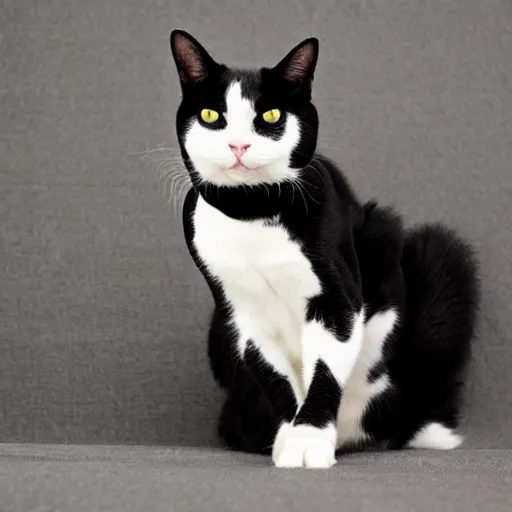 Image similar to A tuxedo cat with its claws out
