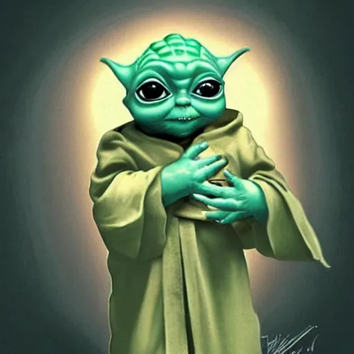 Prompt: baby yoda dressed as an ancient egyptian, trending on artstation