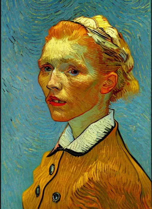 Image similar to !! portrait of the beautiful artist's muse!! by van gogh, detailed face, symmetrical painting, beautiful expressionist oil painting masterpiece, 8 k resolution, smooth, sharp focus, pastel color palette, trending on artstation