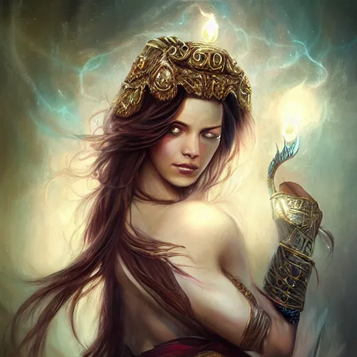 Image similar to Female sorceress by Livia Prima,fantasy,beautiful,pretty,masterpiece,stunning,high quality,full body,one subject,detailed