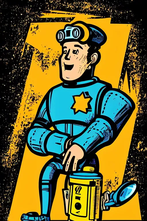 Image similar to fallout 7 6 retro futurist illustration art by butcher billy, sticker, colorful, illustration, highly detailed, simple, smooth and clean vector curves, no jagged lines, vector art, smooth andy warhol style