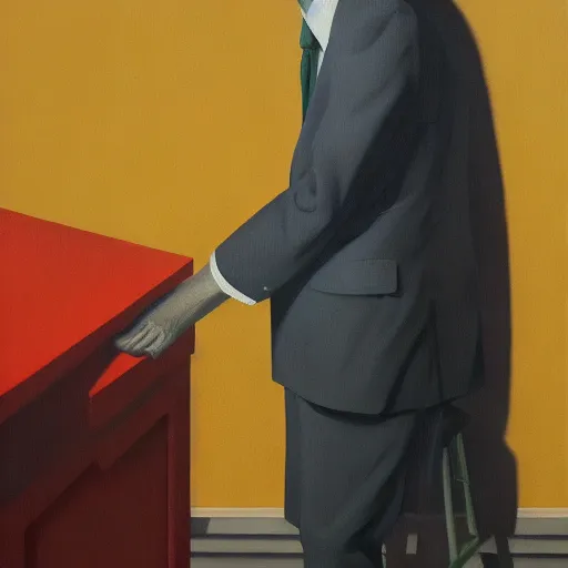 Image similar to Portrait of mr. Sheep wearing a business suit , very coherent, painted by Edward Hopper, Wayne Barlowe, painted by James Gilleard, airbrush, art by JamesJean