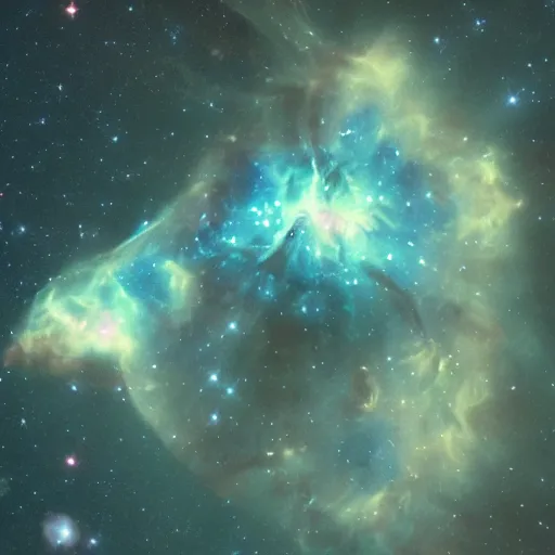 Image similar to A nebula conveying the konami code, space photography