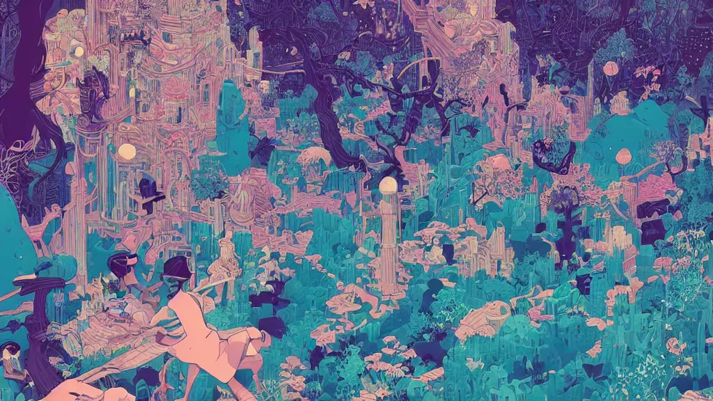 Image similar to Wonderland, Intricate ultradetailed illustration by Tomer Hanuka, by Victo Ngai, by Beeple