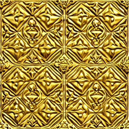 Image similar to 3d render of an abstract medieval pattern gold tile, symetrical