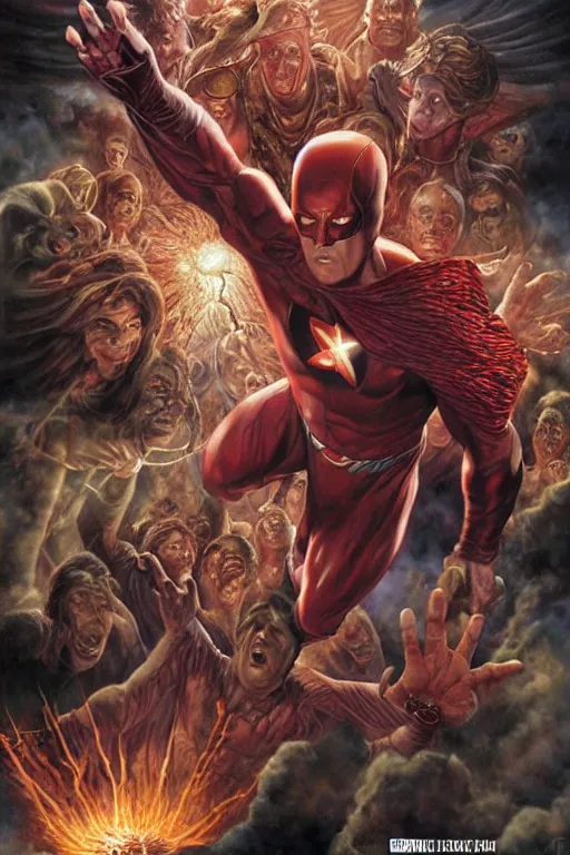 Image similar to a superhero called the flare. art by tomasz alen kopera and glenn fabry and alex ross.