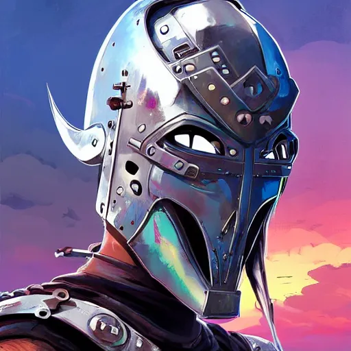 Image similar to cyberpunk viking helmet mask warrior goddess robot ninja fantasy, art gta 5 cover, official fanart behance hd artstation by jesper ejsing, by rhads, makoto shinkai and lois van baarle, ilya kuvshinov, ossdraws