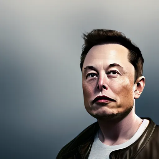 Image similar to Elon Musk by Miquel Barcelo, octane render, transparent, zoomed out, orange backgorund, pastel colours, 4k, 8k, pleasent composition