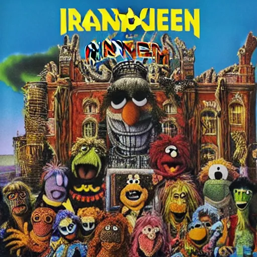 Image similar to animal the muppet on iron maiden album cover, 8 k resolution hyperdetailed photorealism