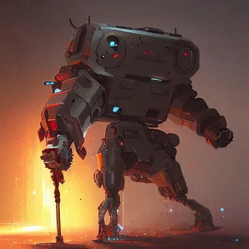 Image similar to a heavily armed battlebot, extremely detailed digital art by greg rutkowski