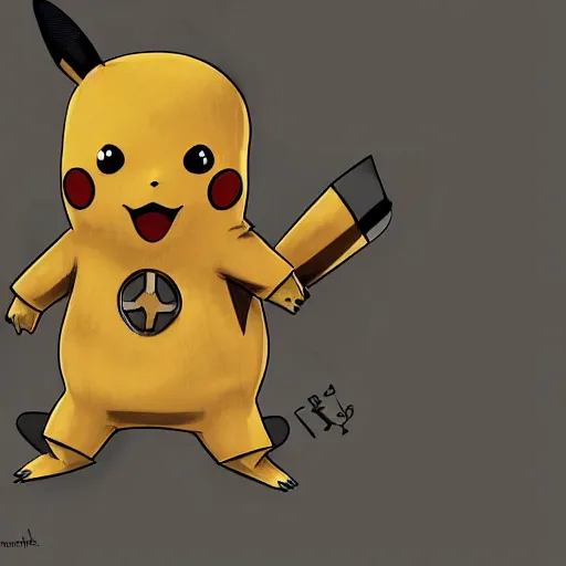 Image similar to pikachu steampunk version, robot style, illustration, highdetailed, matte, concept art