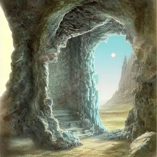 Prompt: beautiful matte painting of the doorway to another dimenstion, fantasy