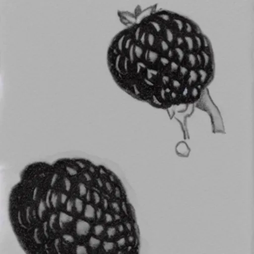 Prompt: black and white sketch of a raspberry