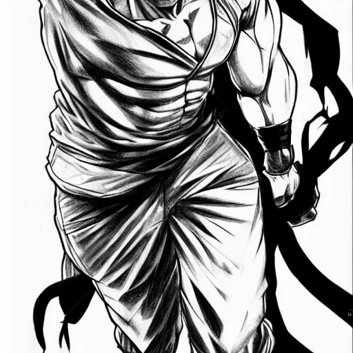 Prompt: Black and white manga drawing of Vin Diesel walking like a Italian model in JoJo style, highly detailed, sharp focus, anime, ArtStation, art by Hirohiko Araki