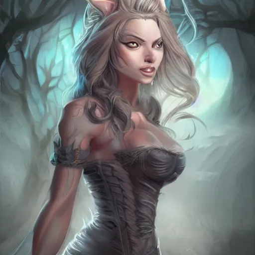 Image similar to beautiful anthropomorphic female werewolf monstergirl, fantasy art, digital painting, concept art, highly detailed, smooth, art by artgerm