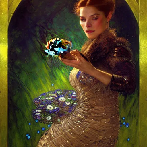 Prompt: portrait of an otter wearing a flower dress. shadowrun cyberpunk fantasy highly detailed painting by gaston bussiere craig mullins jc leyendecker gustav klimt artgerm greg rutkowski john berkey, bergey, craig mullins, ruan jia, raymond swanland, jeremy mann, tom lovell, alex malveda