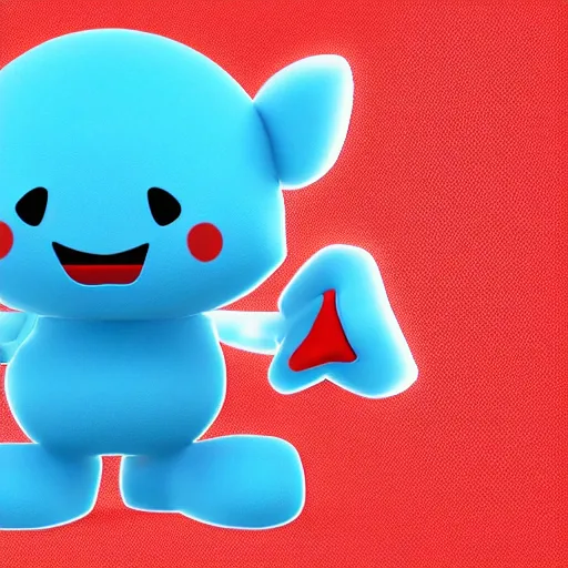 Prompt: simple, cute, cyan crystal character wearing a red cloth strip, 4K HD