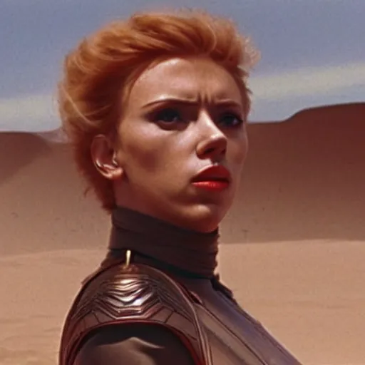 Prompt: a still of Scarlett Johansson in Dune (1984)