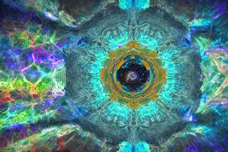 Image similar to landscape kaleidoscope textural dream journey space simulation biological quantum crystalline micrograph, unreal engine, octane render, 4 k