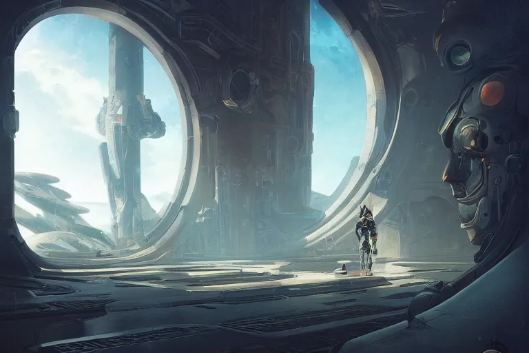 Prompt: a male in futuristic space suit looking at ancient renaissance athens through a time travel spaceship window, scifi, serene, refined, by wlop, peter mohrbacher, jakub rebelka, visually stunning, beautiful, masterpiece