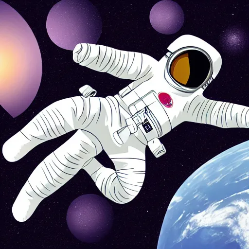 Prompt: an astronaut floating in space, svg