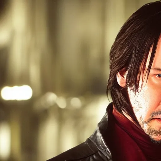 Image similar to Keanu Reeves in blade 4K quality Super Realistic