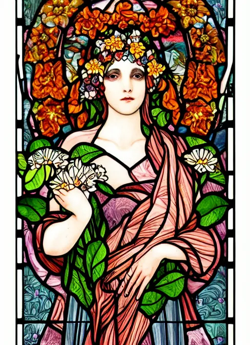 cute anime girl with church stained glass in the