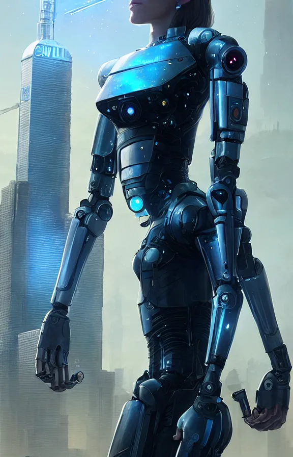 Image similar to highly detailed movie poster of allison williams as an android, in detroit : become human, stephen bliss, unreal engine, fantasy art by greg rutkowski, loish, rhads, ferdinand knab, makoto shinkai and lois van baarle, ilya kuvshinov, rossdraws, tom bagshaw, global illumination, radiant light, detailed and intricate environment