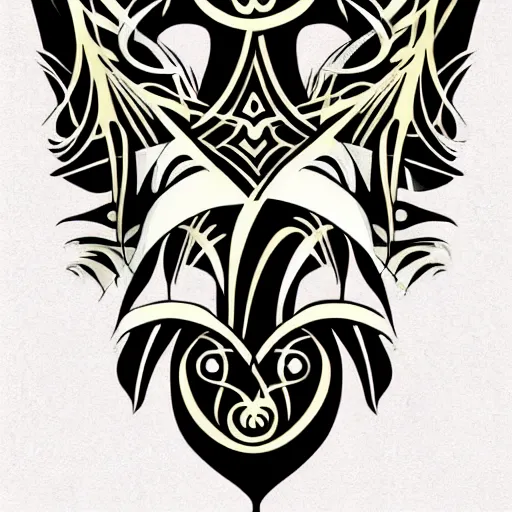 Prompt: a vector tattoo design in an art nouveau style, and in a spiky tribal style.