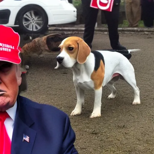 Image similar to beagles getting shot by a trump supporter