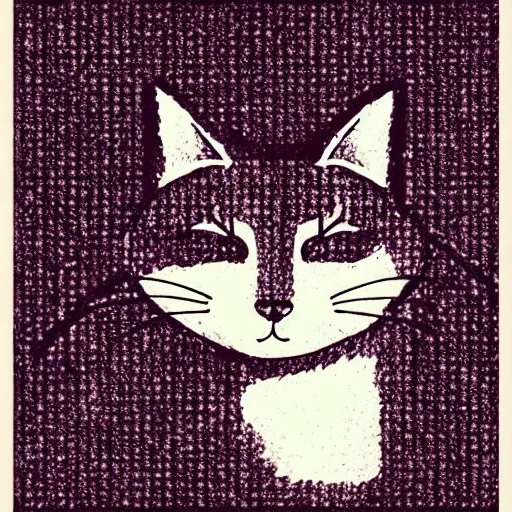 Prompt: a simple yet detailed portrait of a cute sleeping cat photoshop halftone highlights | chromatic risograph print