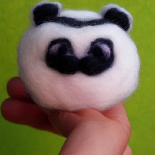 Image similar to a needle felted jigglypuff pokemon, needle felting art.