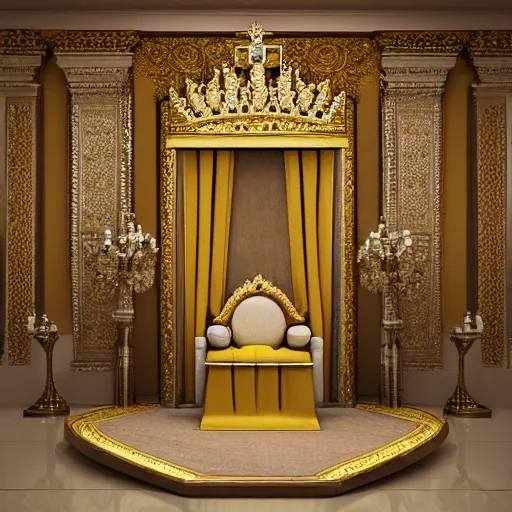 Prompt: photorealistic 3 d octane render of a gigantic royal palace throne room