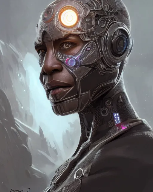 Image similar to portrait of cyborg barack obama, fantasy, intricate, elegant, highly detailed, digital painting, artstation, concept art, smooth, sharp focus, illustration, by artgerm and greg rutkowski