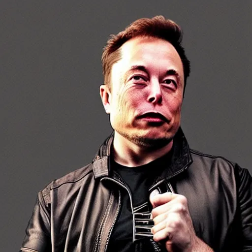 Prompt: elon musk in a rock album cover