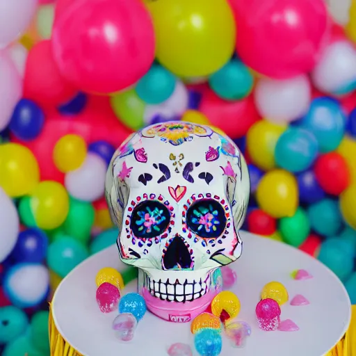 Prompt: a photo of a day of the death birthday party celebration, birthday party, cute, cute, cute table setup, colorfull, sugar skull, kids, child, photo realistic, hyper realistic, detailed, sharp, focused, focused, detailed, sharp, instagram, influencer, 8 k, hyperrealistic, octane render