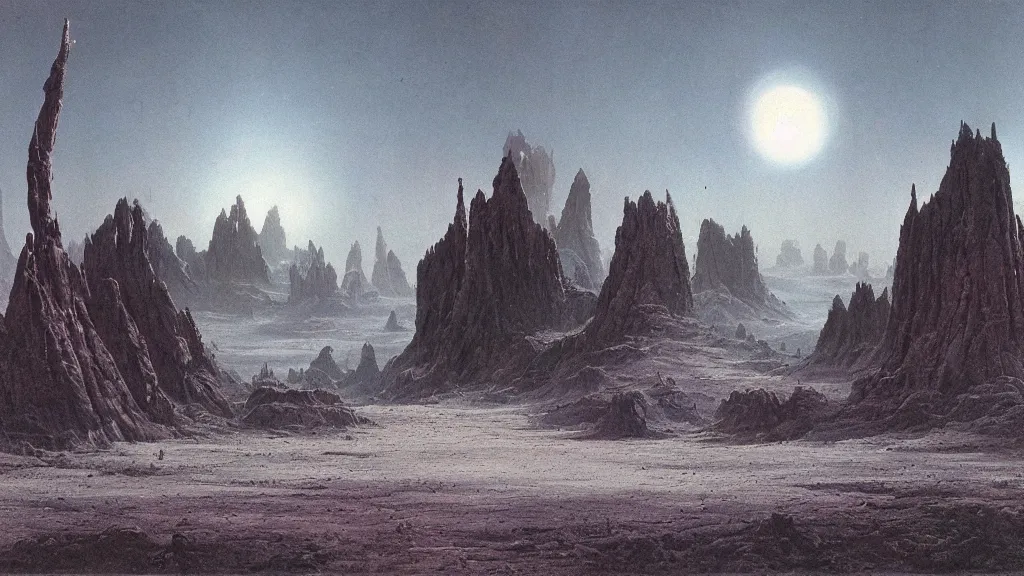 Image similar to otherworldly atmosphere of an evolving alien planet by arthur haas and bruce pennington and john schoenherr, cinematic matte painting