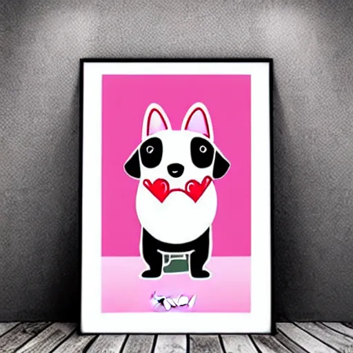 Prompt: Kawaii cute dog, poster art