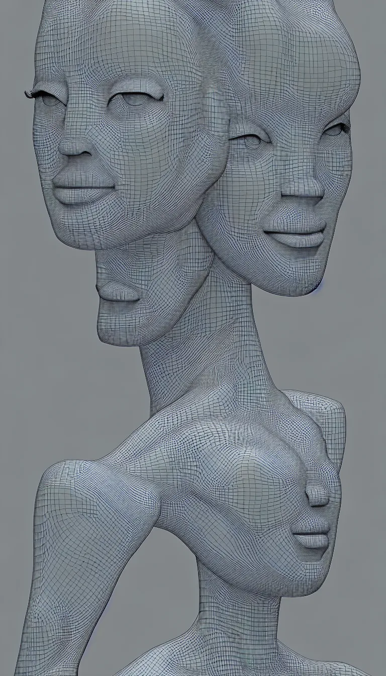 Image similar to 3 d wireframe of a beautiful woman by moebius