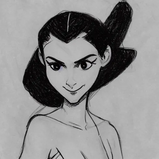 Image similar to milt kahl sketch of victoria justice as princess padme from star wars episode 3